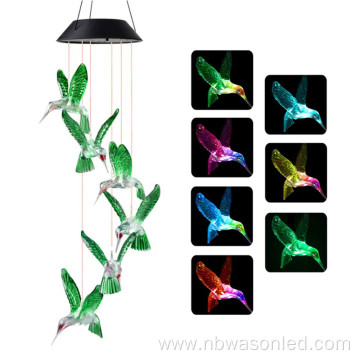 Waterproof LED Solar Hummingbird Garden Wind Chime